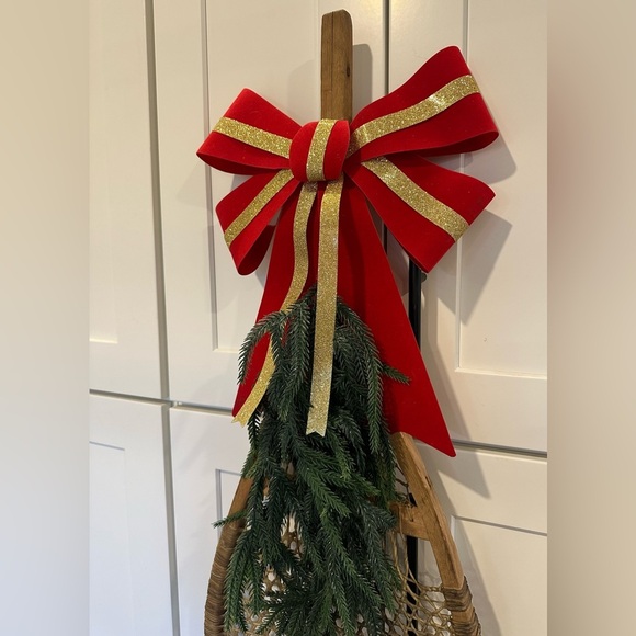 NEW Antique Snowshoe Wreath wall Customizable 1 single or 2 set winter Christmas - Picture 8 of 16